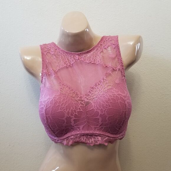 PINK Victoria's Secret Purple Push Up High Neck Bralette - Picture 1 of 9